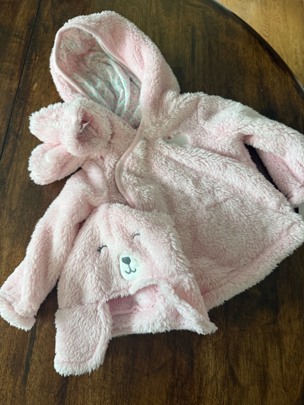 Carter's Pink Floral Lined Plush Hoodie